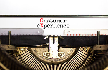 CX customer experience symbol. Concept words CX customer experience on white paper typed on retro typewriter. Beautiful background. Copy space. Business and CX customer experience concept.