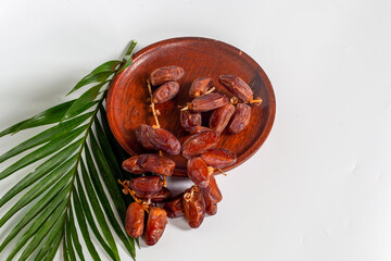 Dried dates (fruit of Phoenix dactylifera dates). Clipping paths for both the object and the shadow. Infinite depth of field, retouched. Set, bundle,