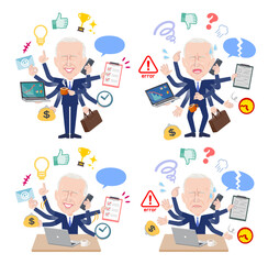 オフィスでマルチタスクをこなす壮年男性のセット