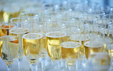 Crystal glasses for holiday, a lot of glasses for guests