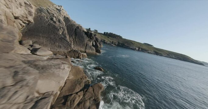 fpv drone over cliffs and sea