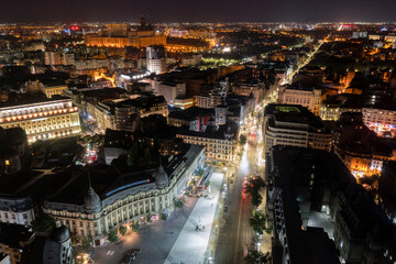 Univeristy Square in Bucharest Ciy Center capital of Romania seen from above