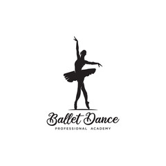 Dance ballet academy logo design retro vintage vector illustration - obrazy, fototapety, plakaty