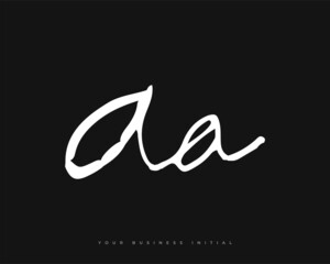 Hand Drawn AA Initial Logo Design. A and A Initial Signature Logo or Symbol