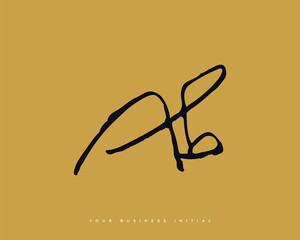 Hand Drawn AB Initial Logo Design. A and B Initial Signature Logo or Symbol