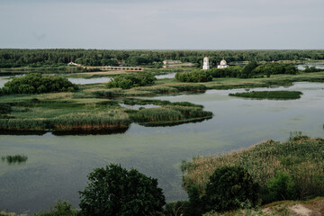 River with Reeds Rural Landscape Panoramic Photo