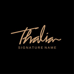 Fototapeta na wymiar Thalia text calligraphy handwritten signature name