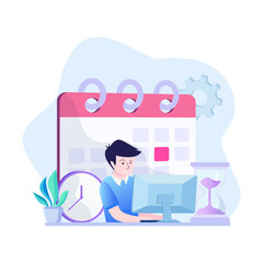 Time management concept, Flat vector template Style Suitable for Web Landing Page, Background.	