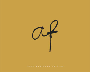 Hand Drawn AF Initial Logo Design. A and F Initial Signature Logo or Symbol