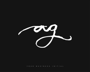 Hand Drawn AG Initial Logo Design. A and G Initial Signature Logo or Symbol