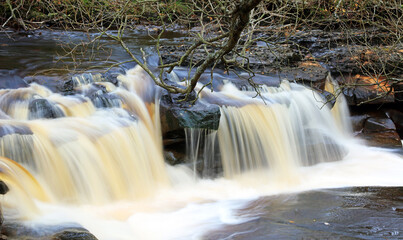 Close up of second step of Wain Wath Force, Yorkshire Dales 
