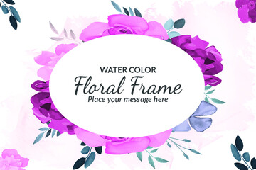 Obraz premium Spring roses floral frame background with watercolor Free Vector