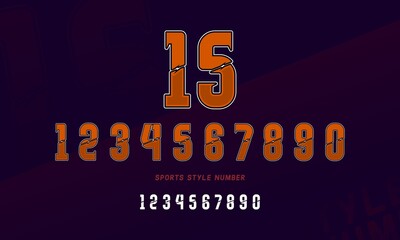 Sports jersey number alphabet set
