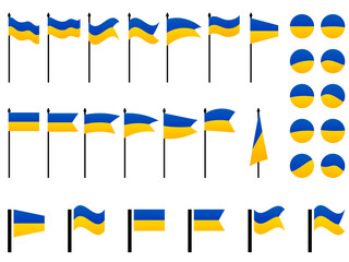 Ukraine flag set with yellow and blue gradient colors. Ukraine flags collection isolated on white background. Vector illustration