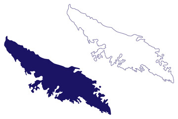 Fototapeta na wymiar Solarte island (Republic of Panama, Bocas del Toro Archipelago, Cenrtal America, Caribbean islands) map vector illustration, scribble sketch Isla Nancy's Cay map
