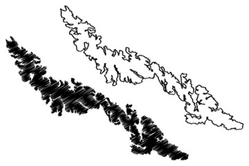 Desolacion island (Republic of Chile, South and Latin America, Tierra del Fuego Archipelago) map vector illustration, scribble sketch Isla Desolacion map