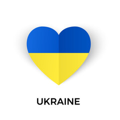 No War in Ukraine template. Concept of freedom and peace. Stop war and military aggression. Blue and yellow Ukraine flag in heart silhouette