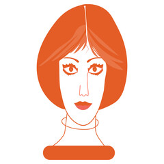 Woman portrait Outline cartoon character Line vector illustration Design element Isolated on white background