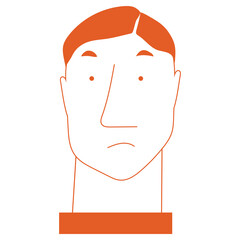 Man portrait Outline cartoon character Line vector illustration Design element Isolated on white background