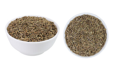 Cumin on an isolated white background. caraway seeds. Spices
