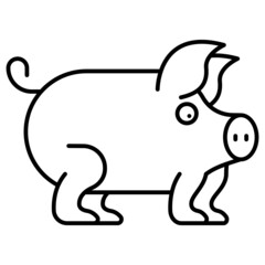 Pig Icon Cartoon. Farm and Livestock Animal Character Symbol Vector
