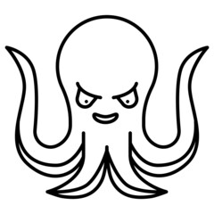 Octopus Icon Character Cartoon. Sea Animal Symbol Vector
