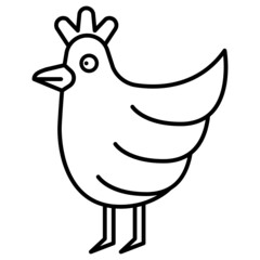 Chicken Icon Cartoon. Farm Animal Character Symbol Vector
