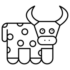 Cow Icon Cartoon. Mammal farm animal Character Symbol Vector
