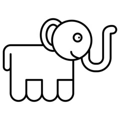 Elephant Icon Cartoon. Wildlife Animal Zoo Character Symbol Vector