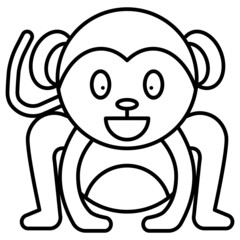 Monkey Icon Character Cartoon. Donkey Mammal Symbol Vector