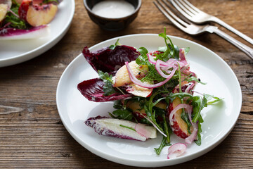 Summer crunchy radicchio and peach salad