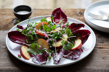 Summer crunchy radicchio and peach salad