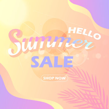 hello summer sale pastel color background design