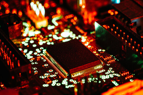 close up of electronic circuit board