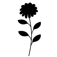 flower, plant black silhouette on white background isolated vector
