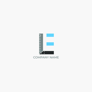   Creative, Clean, Modern Ruler E Logo Design.