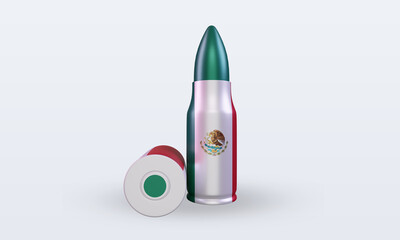 3d bullet Mexico flag rendering front view
