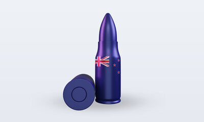 3d bullet New Zealand flag rendering front view