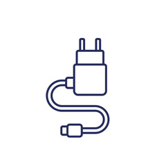 Fototapeta premium Mobile charger line icon on white