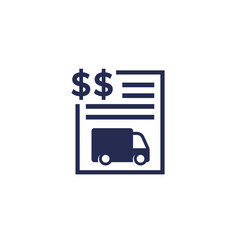 transportation costs icon with van, vector