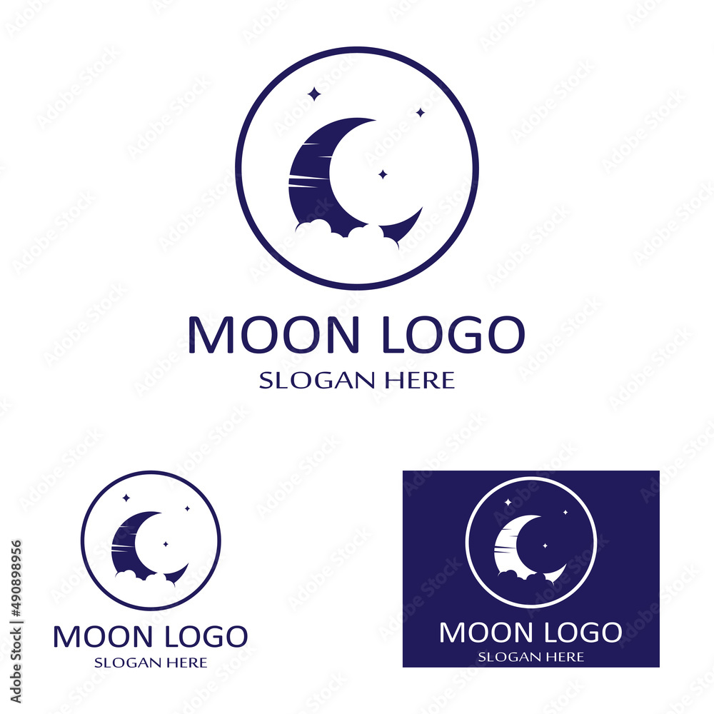 Wall mural full moon and half moon logo, using logo vector icon concept design and symbol illustration