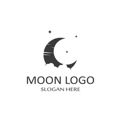 full moon and half moon logo, using logo vector icon concept design and symbol illustration - obrazy, fototapety, plakaty