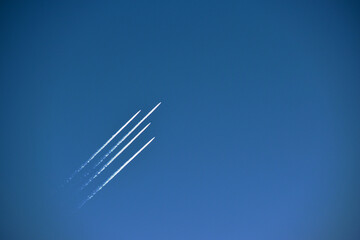 Four fighters in the sky above Coombe Abbey, Coventry, England, UK