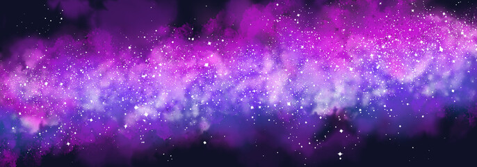 Space background with realistic nebula and lots of shining stars. Infinite universe and starry night. Colorful cosmos with stardust and the Milky Way. 