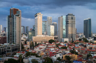 Fototapeta na wymiar Tel Aviv modern buildings, Neve Tzedek district