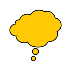 Speech bubble icon vector. Flat design. Vector illustration of yellow blank empty speech balloon. Template copy space. Cartoon symbol. Speech cloud.