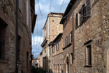 Fototapeta na wymiar View on streets and houses in ancient town Montepulciano, Tuscany, Italy