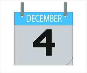 December 4th. Calendar icon. Date day of the month Sunday, Monday, Tuesday, Wednesday, Thursday, Friday, Saturday and Holidays