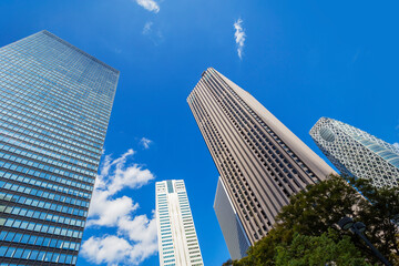 Fototapeta na wymiar 新宿　都会風景　高層ビル　超高層ビル　 オフィスビル　近未来イメージ　ビジネス