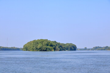 Fototapeta na wymiar wide channel landscape in the Danube Delta, Romania, Europe